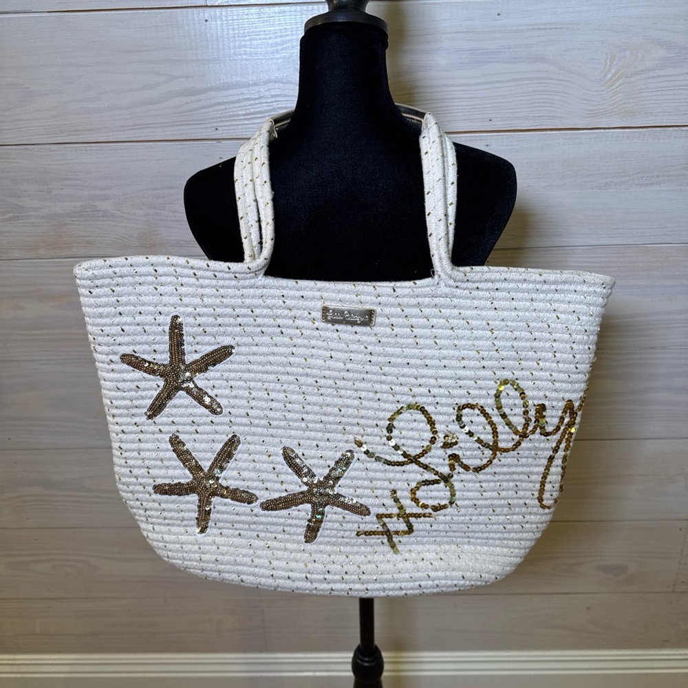Lilly Pulitzer Cream and Gold Starfish Tote